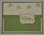 Hippty Hop Frog alles Gute zum Geburtstag Handstamped Card Kinder
