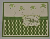 Hippty Hop Frog alles Gute zum Geburtstag Handstamped Card Kinder