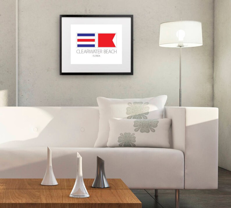 Clearwater Beach Florida Nautical Flag Art Print Etsy