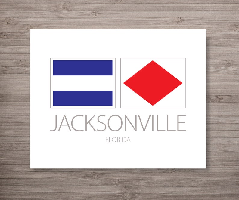 Jacksonville Florida Nautical Flag Art Print Etsy