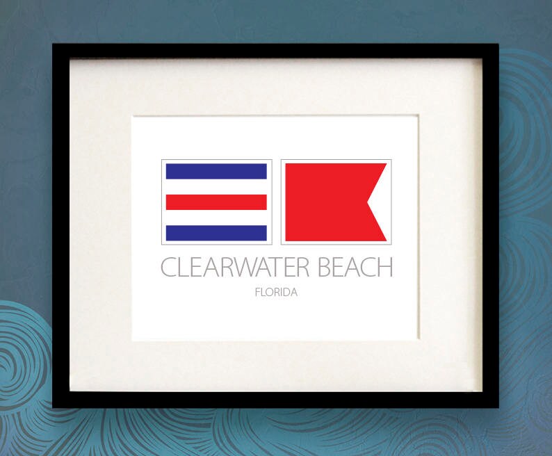 Clearwater Beach Florida Nautical Flag Art Print Etsy