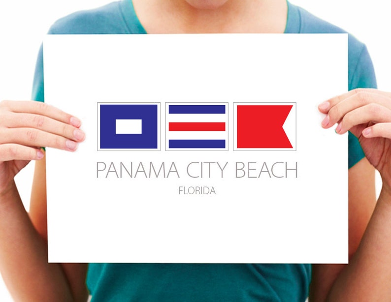 Panama City Beach Florida Nautical Flag Art Print Etsy