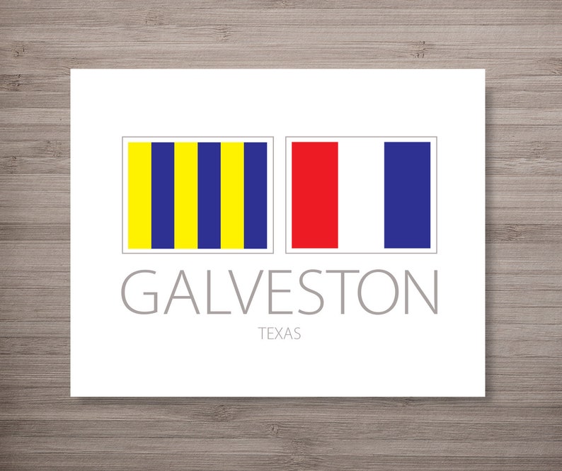 Galveston Texas Nautical Flag Art Print Etsy