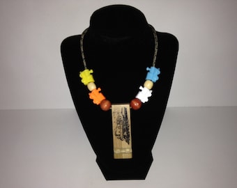 Wooden kidds train whistle with lanyard