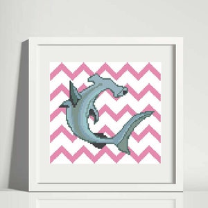 Chevron Hammerhead Shark - Cross Stitch Pattern - Instant Download
