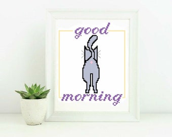 Good Morning Cat - Cross Stitch Pattern - Instant Download