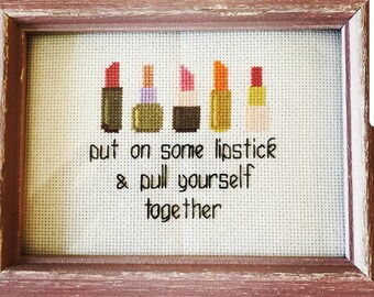 Put On Some Lipstick - Cross Stitch Pattern - Instant Download