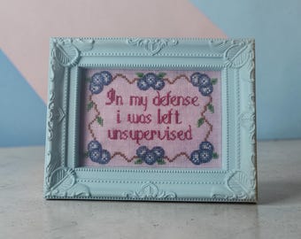 Unsupervised - Cross Stitch Pattern - Instant Download