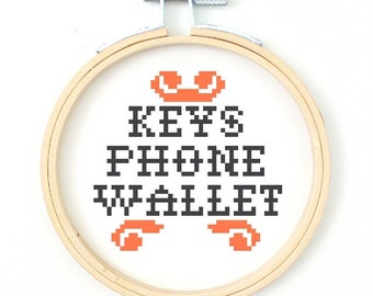 Keys, Phone, Wallet - Cross Stitch Pattern - Instant Download