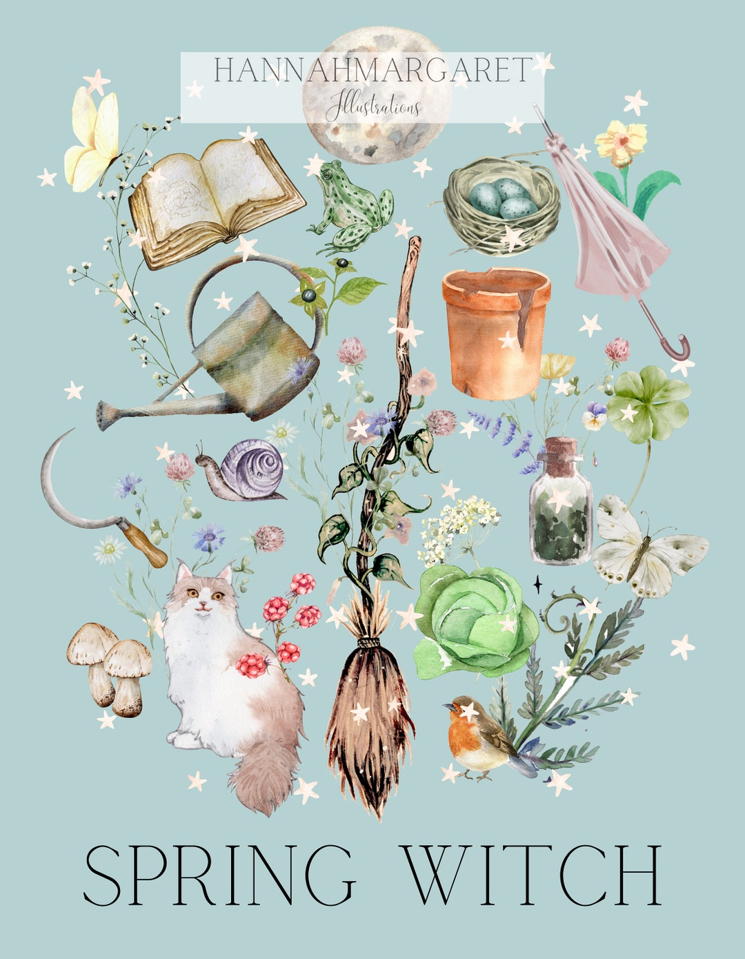 Spring Witch Illustration - Etsy