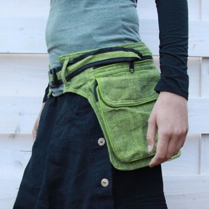 green waist bag for psychedelic events like hippie, goa and psytrance parties and festivals like burning man or ozora, hip bag, belt bag
