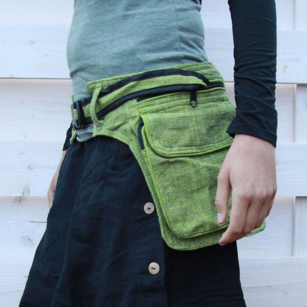 green waist bag for psychedelic events like hippie, goa and psytrance parties and festivals like burning man or ozora, hip bag, belt bag