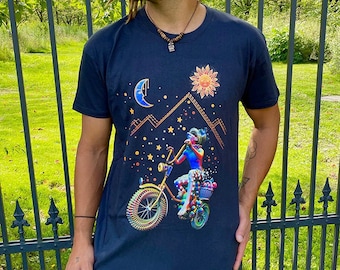 Psychedelische Kosmische Reiziger Albert Hofmann T-Shirt - Meditatie Moon Goa Psytrance Psilos Hoody Party Festival Psilocybine Mushroom Trip