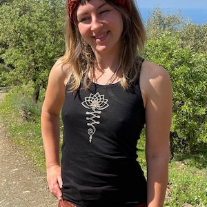 Uanlome Tanktop in schwarz, perfekt für Yoga, Mediation oder auch psychedelische Events wie Hippie, Goa und Psytrance partys