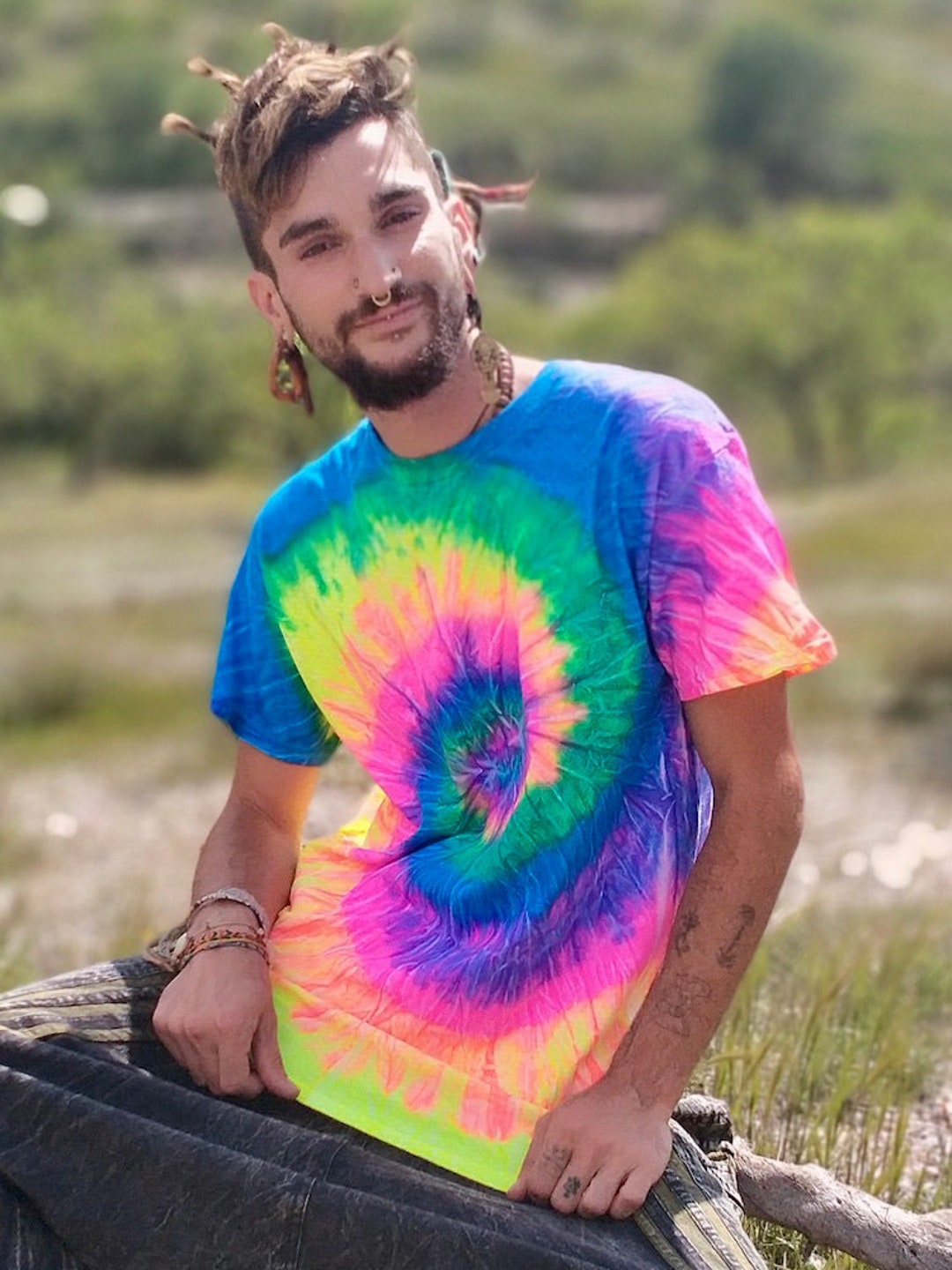 Dharma Tie-Dye, Neon Ripples, Trippy Tie-Dye at its best, Neon Tie Dye  tshirt, sizes S-4XL