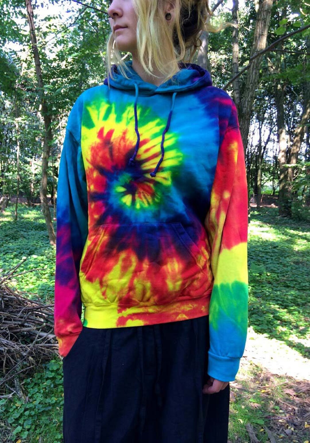 Tie Dye Hoodie Rainbow Colored Sweatshirt for Psychedelic - Etsy
