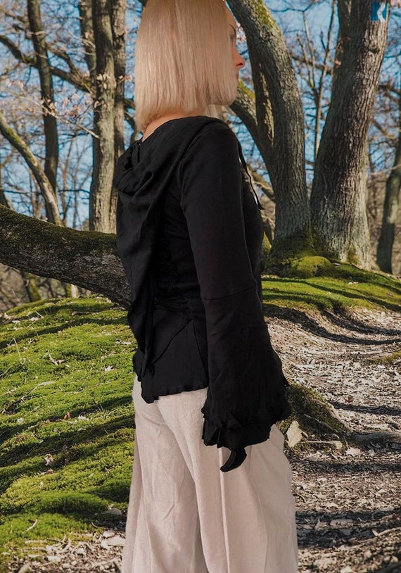 Batik Goa Jacke Zipfelkapuze Schwarze Zipfeljacke Im