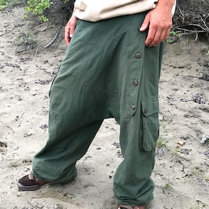 Sarouel vert, pantalon à pompe, sarouel, pantalon Aladdin, pantalon Goa pour événements psychédéliques tels que les soirées et festivals hippie Goa et psytrance image 3