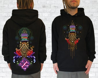 Hutmacher Hoodie - Alice im Wunderland ideal für Goa / Psytrance Parties Hoody Festival Trip