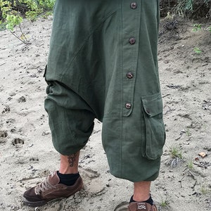 Sarouel vert, pantalon à pompe, sarouel, pantalon Aladdin, pantalon Goa pour événements psychédéliques tels que les soirées et festivals hippie Goa et psytrance image 1