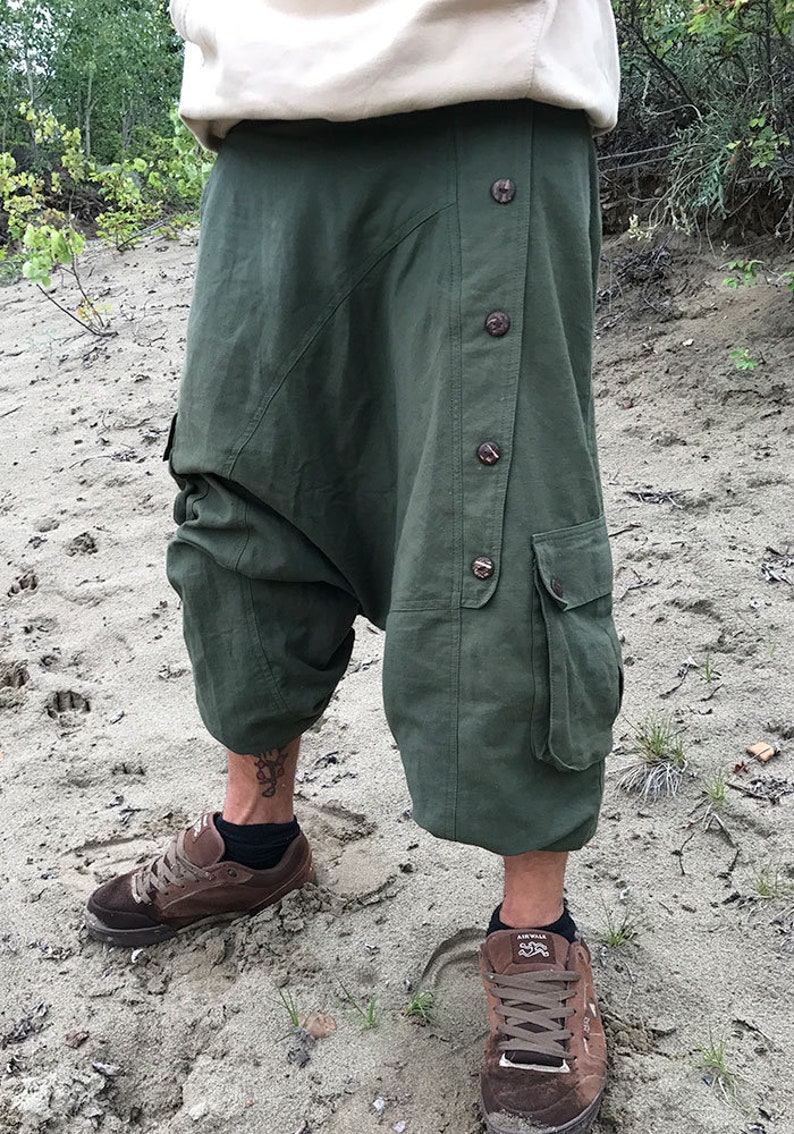 Sarouel vert, pantalon à pompe, sarouel, pantalon Aladdin, pantalon Goa pour événements psychédéliques tels que les soirées et festivals hippie Goa et psytrance image 1