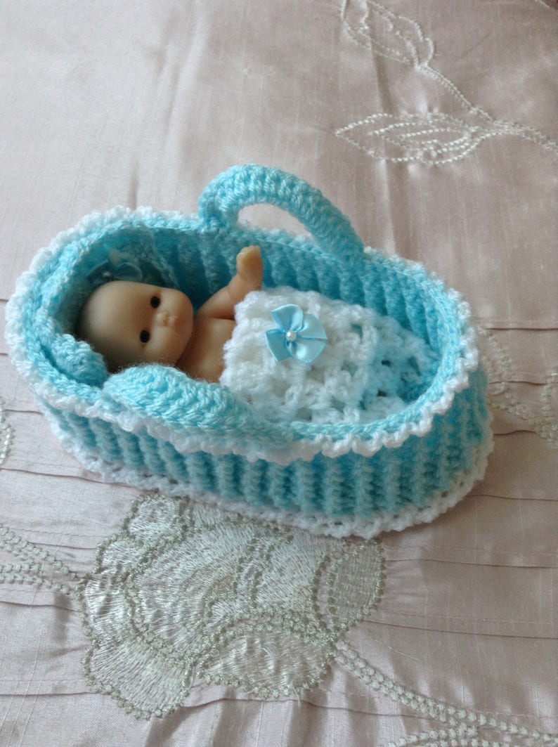 Crochet Moses basket/carry cot/crib for 5 Berenguer Itty Etsy