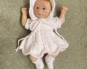 Hand knitted dolls clothes to fit 6” baby doll, silicone baby, Ooak doll