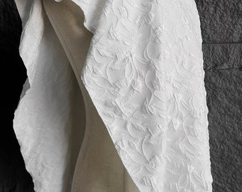 Tessuto jacquard a trama tridimensionale con motivi di colore bianco sporco, tessuto per abiti da sposa, tessuto qipao