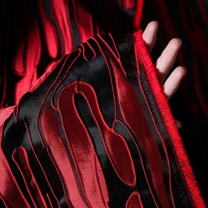 Black red color jacquard fabric, fashion jacket jacquard fabric, by the yard