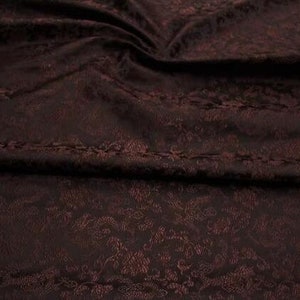 Coffee color brocade fabric with Chinese silver dragon pattern, jacquard fabric, by the yard