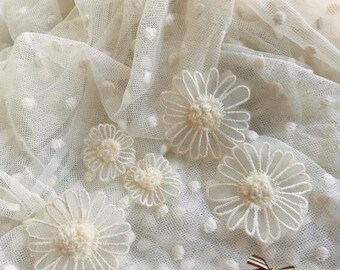 Cream white color daisy patch, applique,for 5 pcs