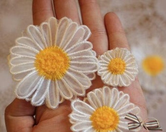 Daisy patch, applique, organza daisy patch, for 5pcs