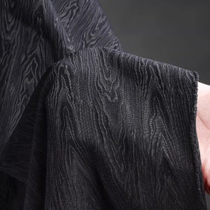 IN VENDITA, tessuto jacquard con motivo a legno nero, motivo texture, tessuto per giacche, borse, abbigliamento, tessuto di design, tagliato su misura