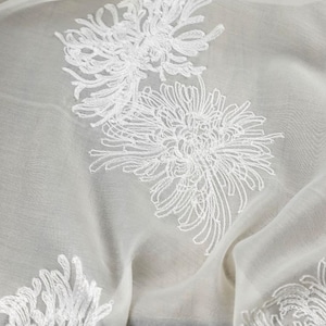 Apricot Chrysanthemum Embroidery Tencel Mesh Transparent Jacquard Elegant Shirt Dress Half Skirt Designer Fabric image 8