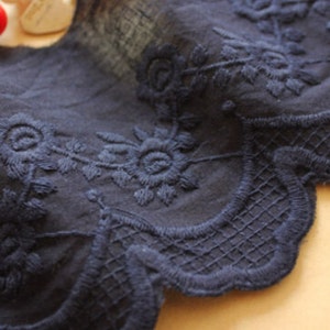 SALE, Navy blue lace trim, cotton lace Trim, DIY Dress lace Trim, Wedding accessories by the yard - 4.33&quot; wide 2.2 yards long-xp