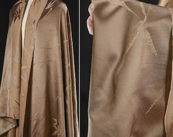 Tela color café dorado, tela jacquard con estampado de bambú, tela con diseño de chaqueta qipao china, tela al por mayor