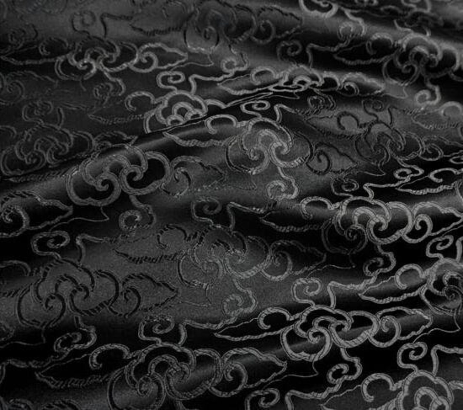 Black Color Brocade Fabric Jacquard Fabric by the Yard - Etsy