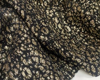 ON SALE, Black gold lace pattern jacquard fabric, jacket dress fabric, Autumn fabric, glossy fabric Fabric by the yard