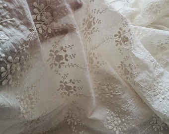 SALE, Off-white color cotton fabric, thin embroidered cotton fabric, for wedding, by the yard