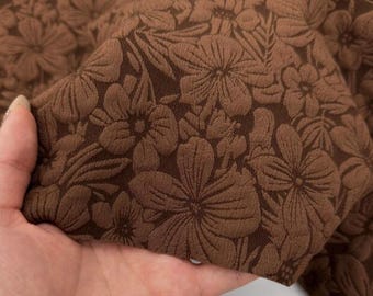 High quality soft and stretchy retro brown textured jacquard fabric, floral jacquard fabric for spring and summer dresses fabric