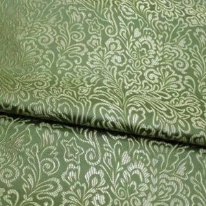 SALE, Olive green color brocade fabric, Wedding jacket dress jacquard fabric, by the yard