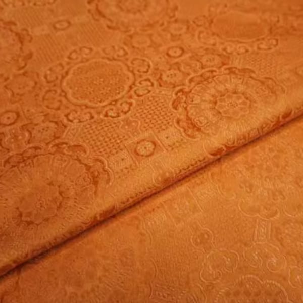 Orange brocade fabric, jacquard fabric, cosplay fabric, by the yard