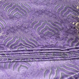 Tela brocada de color verde violeta claro, tela jacquard para bodas, tela jacquard para vestidos de cosplay cortada a medida.
