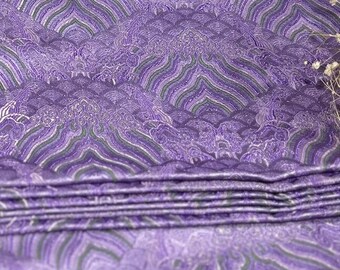 Tela brocada de color verde violeta claro, tela jacquard para bodas, tela jacquard para vestidos de cosplay cortada a medida.