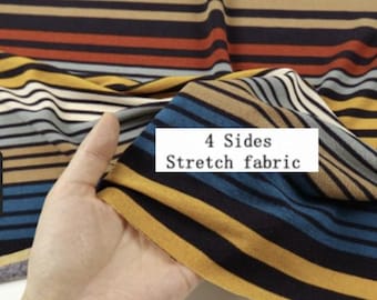 4 Sides stretch fabric, soft and skin-friendly fabric, colorful striped four-way stretch knitted fabric for dress