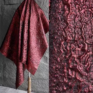 Dark Red Black Jacquard Fabric Hanfu Qipao DIY Fabric Wedding Fabric Cosplay Dress Fabric