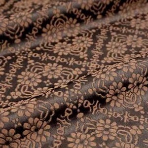 SALE, Dark coffee color brocade fabric with flower pattern , jacket dress fabric, wedding jacquard fabric, by the yard