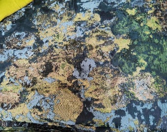 Räumung-Grün Gold Grau Farbe Jacquard Stoff mit grünem Wald, glänzender Jacquard Stoff, Vorhangsstoff, für 8 m