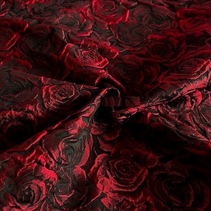 ON SALE Black Color Jacquard Fabric With Red Rose Style - Etsy