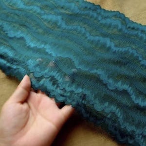 22cm/8.66&quot; Wide dark green color lace trim, stretch lace Trim, DIY Dress lace Trim, Wedding accessories by the yard - for 2 yards long